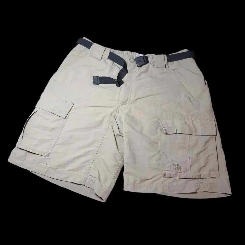 The North Face Mens Beige Cargo Hiking Shorts with Built-In Belt Size M